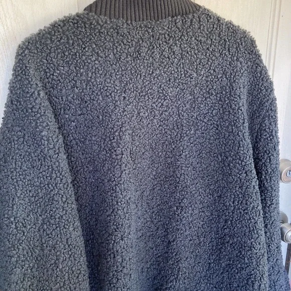 Wallflower Womens Sz L Fuzzy Jacket Iron Gray Long Sleeve Button Up Pockets New - Picture 7 of 8